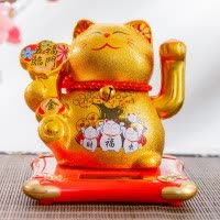 厂家直销金色电动摇手猫摆件店铺开业收银台家居陶瓷礼品 三维工匠 A2[生意兴隆]高29cm摇手