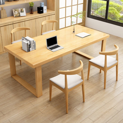 鑫金虎(XIN JIN HU) 实木书桌学习桌办公桌洽谈桌长桌 1.8m 原木色