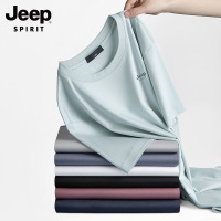 JEEP SPIRIT吉普男士冰丝T恤纯色休闲弹力半袖打底衫