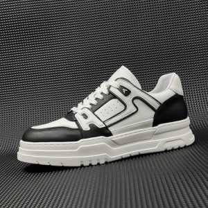 男生头层牛皮板鞋男款潮鞋百搭真皮欧洲站男鞋男士厚底休闲增高鞋