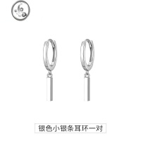 JiMi男士银色耳环素圈高级感男生小众独特设计感痞帅男款时尚吊坠耳饰