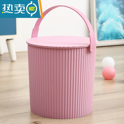 敬平水桶家用手提带盖塑料桶可坐收纳储水洗澡桶小号加厚钓鱼洗衣桶MP 樱花粉