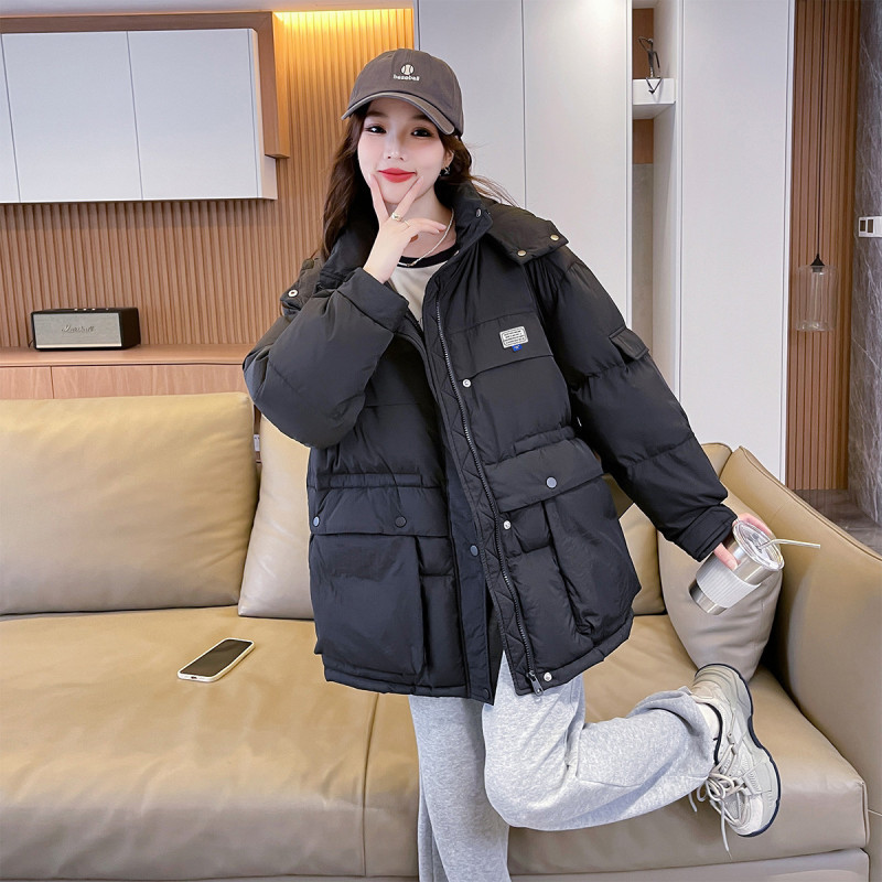 [1.5折价191元]唐狮秋冬新款女连帽前胸小标羽绒服百搭时髦保暖高级感别致潮