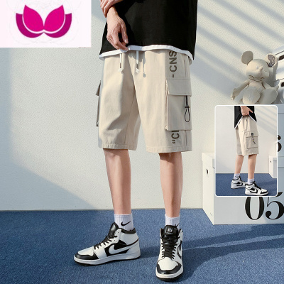 七斓工装短裤男士夏季薄款潮牌休闲大口袋五分裤宽松直筒百搭运动裤子