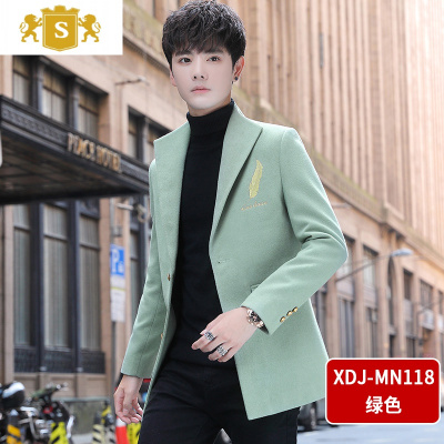 SUNTEK毛呢大衣男秋冬季韩版潮流新款呢子外套男士休闲修身小西装风衣服风衣