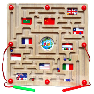 DHA磁性运笔迷宫IQ迷宫大挑战儿童磁力走珠早教亲子互动玩具儿童玩具3-6岁环游世界运笔迷宫
