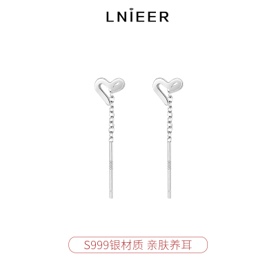 999纯银爱心耳线耳坠轻奢高级感耳钉女2025新款银耳饰耳环送女朋友老婆情人节七夕生日礼物