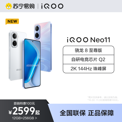 iQOO Neo11 疾影黑 16GB+512GB 全网通5G新品手机骁龙8至尊自研电竞Q2双芯片2K 144Hz珠峰屏高性能电竞游戏拍照游戏学生手机