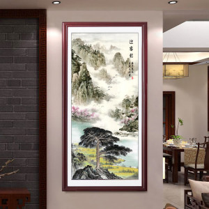 维诺亚源远流长玄关装饰挂画新中式入户走廊过道竖版茶室壁画山水画国画
