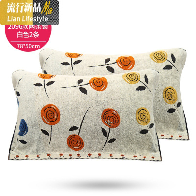 枕巾棉透气 成人四季通用加厚大枕巾吸汗一对 2条装 三维工匠