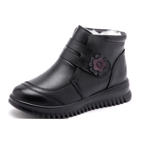 新款牛皮妈妈棉鞋真羊毛软底防滑中老年魔术贴女鞋厂家直销批发