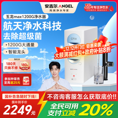 安吉尔净水器家用直饮机 RO反渗透膜净饮机玉龙/天池Max1200G双出水0阻垢剂