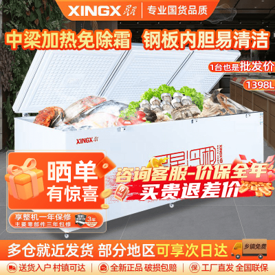 星星(Xingx)1307升BD/BC-1398GE冰柜冷柜厨房商用保鲜设备卧式大容量冷藏冷冻转换单温冰柜一级能耗
