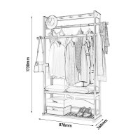 臻远ZY-YMJ-11落地衣帽架家用卧式挂衣架胡桃色870宽