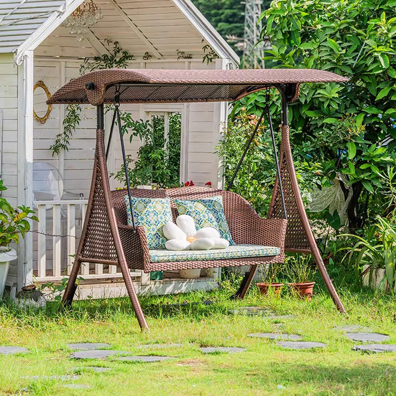 紫叶秋千户外庭院编藤摇椅阳台花园荡秋千吊椅别墅吊床双人室外秋千