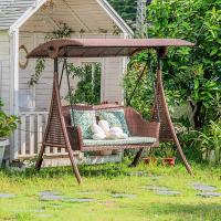 秋千户外庭院编藤摇椅阳台花园荡秋千吊椅别墅吊床双人室外秋千