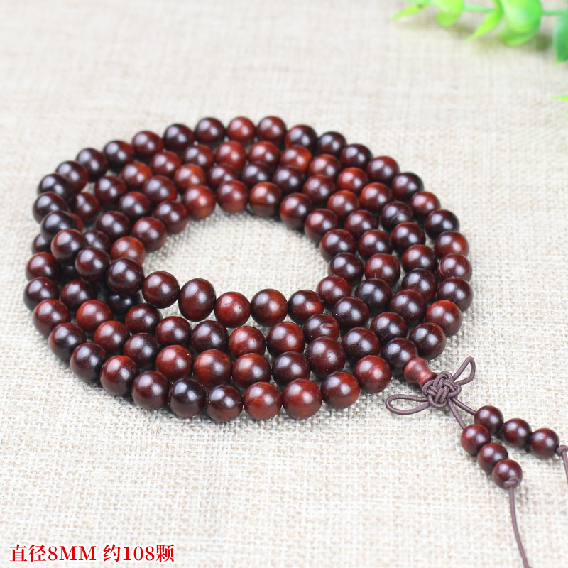 犀角紫檀手串108颗佛珠文玩8MM高密老料手链男女念珠红木文玩饰品送女朋友老婆情人节七夕生日礼物