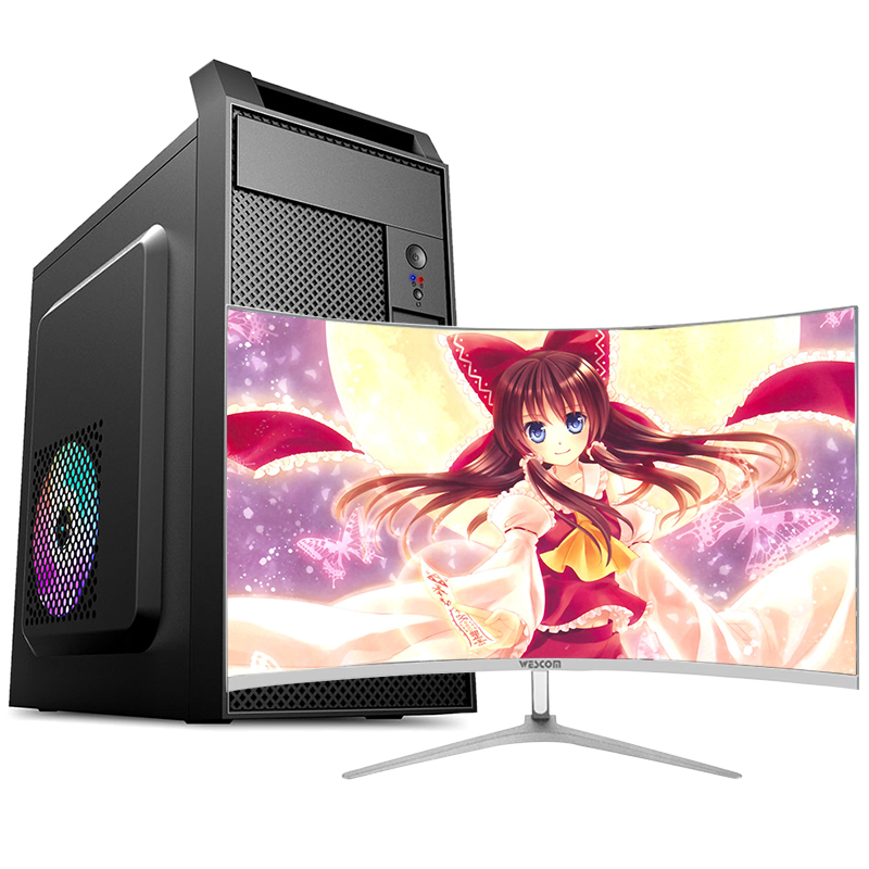铭能 AMD A10-RX425BB四核/8G内存/256G固态 SSD 办公台式主机 DIY组装机 组装电脑 台式电脑 台式机 电脑主机 家用商务娱乐电影学生电脑+32英寸曲面