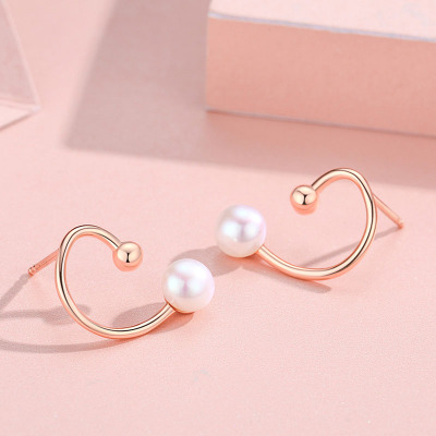 佰色传情(BRIR)个性纯银高级感耳环女气质网红淡水珍珠耳坠新款潮耳钉玫瑰金
