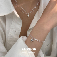 925纯银圆珠双层爱心项链手链女锁骨链手环气质高级感新款送女朋友老婆情人节七夕生日礼物