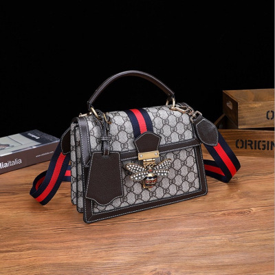 蒂兰仕女包2021新品1019小蜜蜂包单肩包欧美时尚女士斜挎包百搭休闲手提包PVC印花质感小包包女网红包明星同款咖啡色