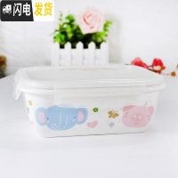 三维工匠卡当盒微波炉专用长方型陶瓷饭盒上班族轻便简约三格分格带盖 卡扣三格动物