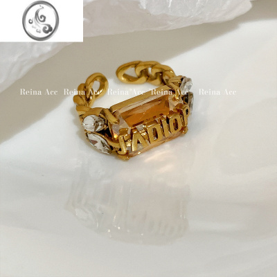 JiMiD家中古开口食指戒指轻奢可调节复古指环2022年新款潮设计小众女