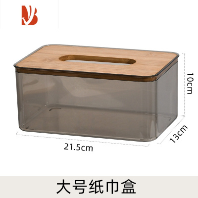 三维工匠亚克力纸巾盒透明客厅轻奢ins风创意桌面收纳盒可爱抽纸盒子 大号透明纸巾盒