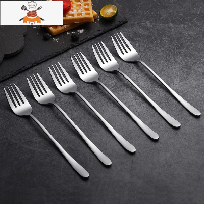 不锈钢勺子家用韩式汤匙长柄儿童大号调羹创意可爱吃饭小汤勺铁勺 敬平 加厚不锈钢叉6只装.