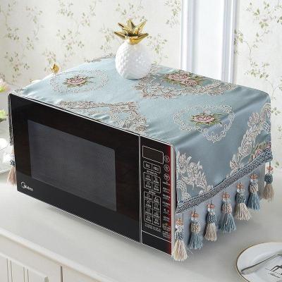家柏饰(CORATED)欧式微波炉盖布巾多用防尘罩盖巾通用防尘布布艺电炉套烤箱罩 花柒-蓝 33*100cm(通用尺寸)