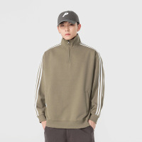 |日系男装青少年潮牌运动外套早秋休闲宽松翻领拉链卫衣男