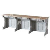 居将 JJ4012412 隐藏式翻转电脑桌培训桌教室机房多媒体学习桌办公桌B款三人位