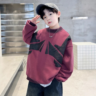 男童加绒卫衣秋冬季新款儿童装一体绒加厚痞帅炸街保暖打底衫