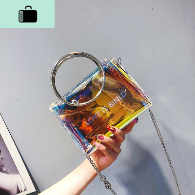 小包包2020新款潮女透明镭射果冻包韩版链条手提单肩斜挎包NEW LAKE女斜挎包