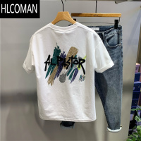 HLCOMAN夏季新款男士休闲后背印花圆领短袖T恤韩版时尚青年半袖打底
