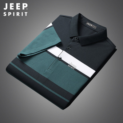 JEEP SPIRIT官方正品短袖T恤男士夏季纯棉条纹休闲商务Polo衫