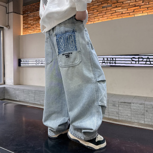 男童春装牛仔裤2026新款儿童裤子春秋款宽松中大童直筒裤春季