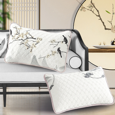 梦洁家纺 乳胶片绗绣对枕:喜上梅梢