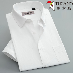 啄木鸟白衬衫男士长袖商务休闲免烫中青年短袖职业上班工装棉衬衣