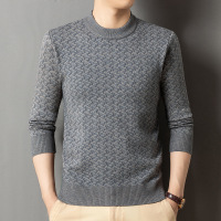 加厚绵柔羊毛衫碎花个性打底圆领毛衣中年男士套头宽松濮院羊毛衫