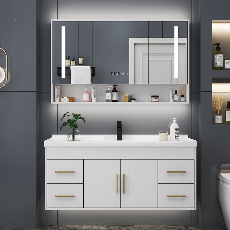 纳丽雅(naliya)木轻奢北欧卫生间岩板洗手盆洗漱台壁挂式洗脸池卫浴