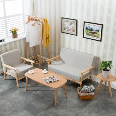 北欧小户型单人木沙发简约现代卧室女出租房用房间布艺简易双人椅