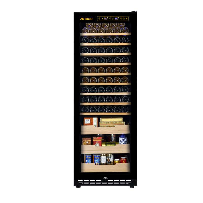 尊堡 BJ-508A 智能恒温酒柜 玻璃展示冷藏红酒柜茶叶饮料药物柜移动酒窖 黑色 层架+托盘