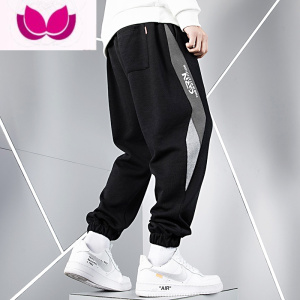 七斓加肥加大男裤胖子裤子青少年宽松休闲运动裤男大码薄款潮春季长裤