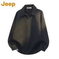 JEEP吉普黑色肌理感长袖POLO衫男士秋季2025新款宽松潮牌休闲卫衣