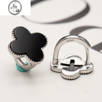 JiMiS925银银幸运草耳扣耳环耳钉黑色玫瑰金大款韩国时尚送女友礼物