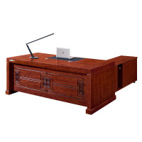 慧采云 中式老板桌大班台实木皮油漆总裁桌经理主管桌办公桌椅组合家具1.8m