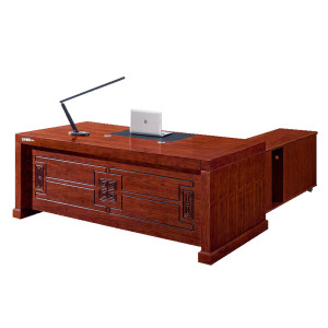 慧采云 中式老板桌大班台实木皮油漆总裁桌经理主管桌办公桌椅组合家具1.8m 1.8m班台+副柜
