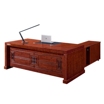 慧采云 中式老板桌大班台实木皮油漆总裁桌经理主管桌办公桌椅组合家具1.8m