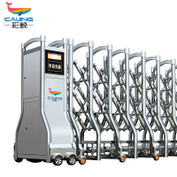 CJ-SSM2980智能不锈钢伸缩门学校小区工厂电动大门推拉门商业办公大门酒店家具电动门